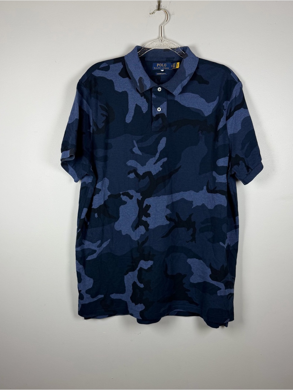 Polo Ralph Lauren Men’s Custom Slim Fit Blue Camouflage Camo SS Polo Shirt XL